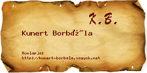 Kunert Borbála névjegykártya